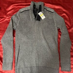 New with Tags INC International Concepts Grey Quarter-Zip Sweater Mens medium